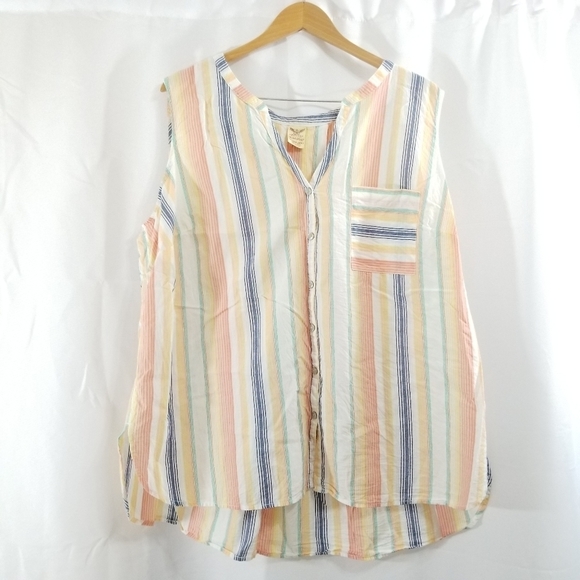 Faded Glory Multicolor Striped Sleeveless Cotton Top Size 3x - Picture 8 of 8
